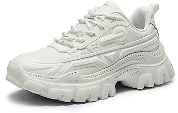 DREAM PAIRS Zapatillas Planos Mujer Casuales con Suela de Plataforma de 6cm Zapatillass Cordones Deportivas Mujer,Size 38.5,Blanco,SDFN2368W