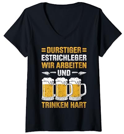 Estrich Legen Für Estrichleger Estrichbauer Handwerker T-Shirt mit V-Ausschnitt