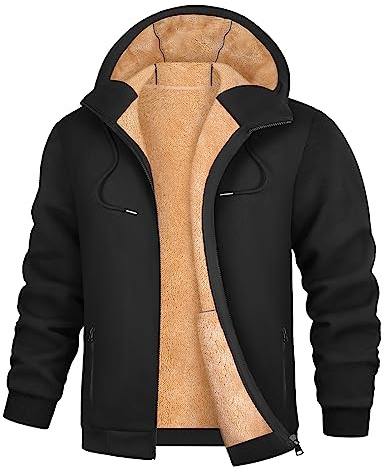 PASUDA Hoodie Herren Sweatjacke Winter Warm Fleece Kapuzenpullover mit Reißverschluss Casual Kapuzenjacke Fleecejacke Zipper Sweatshirt Jacke mit Kapuze, Kordelzug