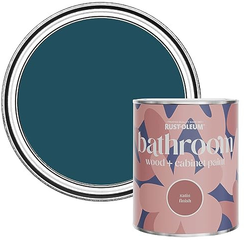Rust-Oleum Blue Moisture Resistant Bathroom Wood and Cabinet Paint in Satin Finish - COMMODORE BLUE 750ml