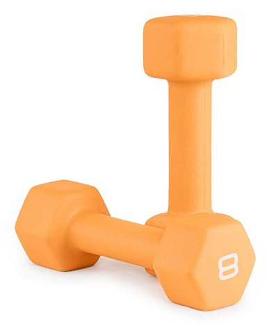 CAP Barbell CAP Neoprene Coated Dumbbell Weight, 8 lb Pair, Orange
