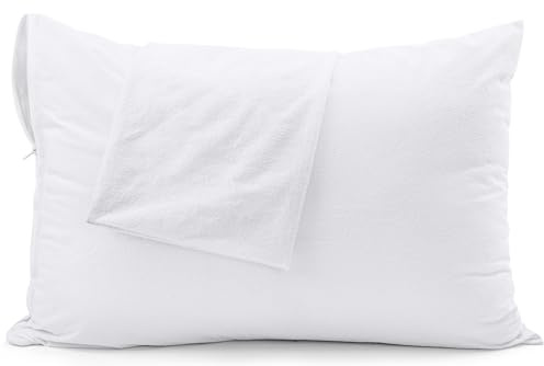 Utopia Bedding Protector De Almohada Impermeable 50 x 70 cm (Juego de 2) con Cremallera, Funda de Almohada De Rizo con Certificado Oeko-Tex