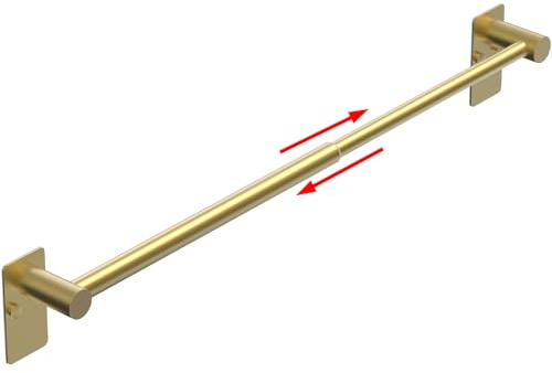 MIROAMZ Towel Bar, 14inch to 25inch Adjustable Towel Holder Rod, Self Adhesive Wall Mounted Hand or Body Towel Rack for Bathroom Kitchen, Stainless Steel Organizer Single Bar (Gold, 1 Pack)