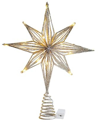 Harilla Weihnachtsbaumspitzen, Weihnachtsdekoration, beleuchtet, 3D-Moderne, beleuchtete Weihnachtsbaumspitze, Weihnachtsbaumdekoration, 20 cm Champagner