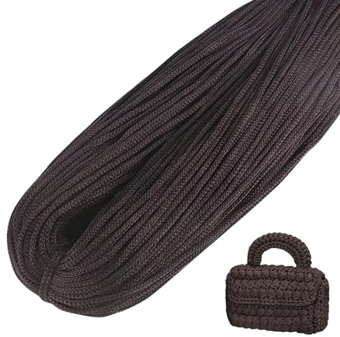 LEREATI Polyester Garn, Makramee Garn 3mm x 200m Polyester-Seil Polypropylen-Kordel Makramee Schnur Geflochten für Handtasche, Häkeltasche, Strickwaren, Wohndekorationen (Dunkler Kaffee)