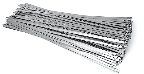 Fascette 100Pcs 304# Fascette fermacavo in acciaio inossidabile 4.6mm Fascette autobloccanti for cavi autobloccanti Fascette multiuso in metallo for fascette di bloccaggio Stringicavi (Color : 15cm