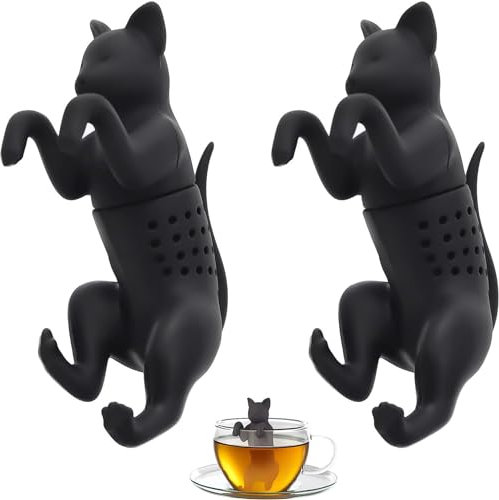 KOMUNJ 2 deflectores de té de gatos, colador de silicona, colador de té a granel, cute Cat Shaped Tea Strainer, Reusable Strainer Deflector adecuado para la mayoría de teteras y tazas de té, ZLT-PH-86