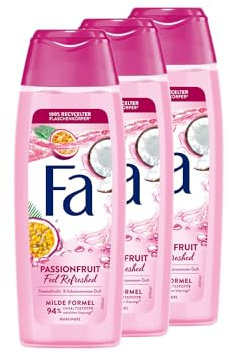 Fa Duschgel Passionsfrucht Feel Refreshed (3x 250 ml), erfrischende Duschpflege mit dem fruchtigen Duft von Passionsfrucht & Kokosnusswasser