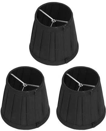 3-teiliger Lampenschirm, Heimdekoration, Stoff-Lampenschirm, Europäischer Kleiner Lampenschirme, Aufsteckbare Trommel, Kleine Lampenschirme, E14, Aufsteckbare Stoff-Lampenabdeckung(black)