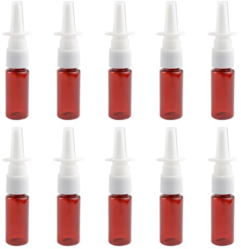 LNQ LUNIQI 10 botellas de spray nasal vacías de plástico ámbar, 15 ml, rellenables, pulverizador nasal, pulverizador pequeño, pulverizador nasal, pulverizador fino