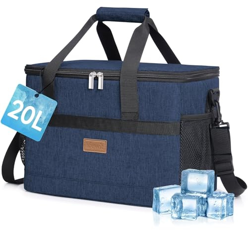 Lifewit Borsa Frigo 20L, Borse Termica Morbida per Surgelati, Grande Borsetta Termiche Porta Pranzo per Uomini e Donne, Cooler Bag per Mare, Spiaggia, Viaggio, Campeggio, Barbecue, Blu Scuro