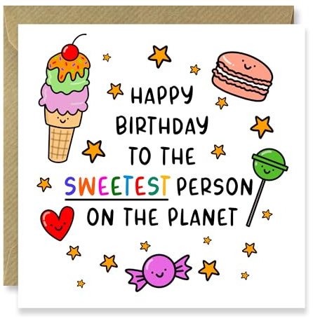 Tarjeta de feliz cumpleaños a la persona más dulce en el planeta, tarjeta de cumpleaños para amigos, para mejor amiga