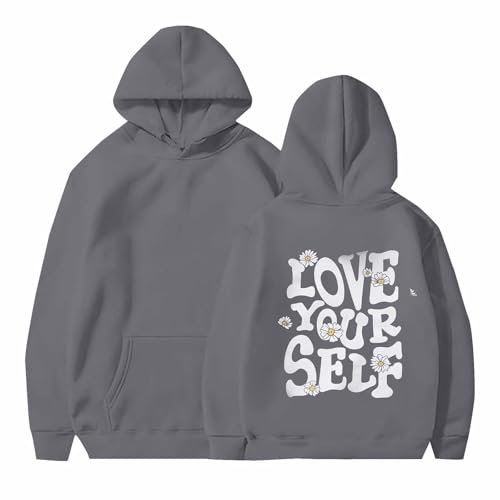 Sweatshirt Damen Oversized mit Kapuze Kapuzenpullover Briefe Drucken Backprint Sport Gym Athletic Langarmshirt College Streetwear Sweatshirt Herbstwinter Pulli Übergangs lässiger Sportbekleidung