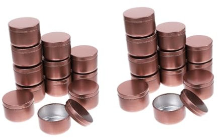 COHEALI 24 Stk luftdichtes Kerzenglas Kerzengläser siebdruck jewelry box Kerzenhalter Weißblechdosen Zinn Teelichthalter Bulk-Kerzen leere Kerzenbehälter Aluminium Light Brown