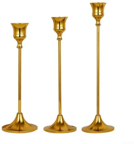 Zoegneer Metall-Kerzenhalter, Ornamente, für den Schreibtisch, Kerzenlicht, Abendessen für Hochzeit, Requisiten, Dekoration (Kupfer), 3 Stück
