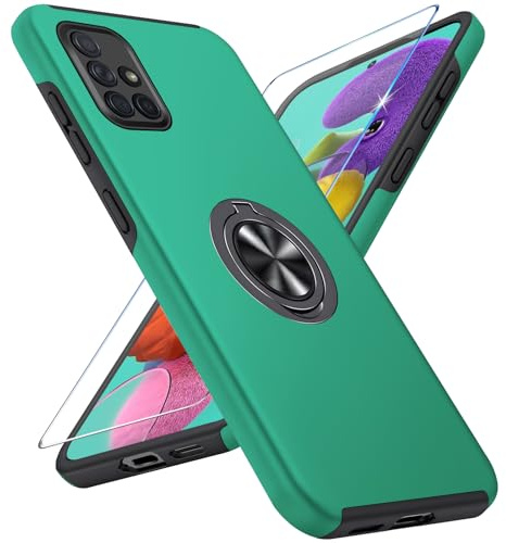 Vaki Handyhülle für Samsung Galaxy A51 4G Hülle mit Schutzfolie, Schutzhülle Galaxy A51 4G Case mit Magnetischer Ring Ständer Kratzfest Fallfestigkeit Stoßfest für Samsung A51 4G Cover (Grün)