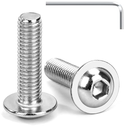 Tunejoy Vis à Tête Bombée avec Bride M8 x 30 mm Vis à Six Pans Creux en Acier Inoxydable A2 V2A Boulons à Tête Hexagonale avec Clé Allen Filetage Complet 20 Pièces