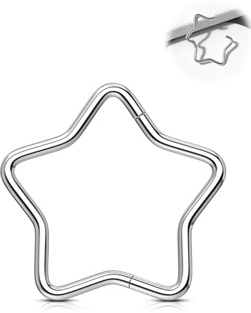 OUFER 16 g stjärna daith piercing smycke titan G23 öronpiercing Daith septum piercing ginged segment helix cartilage lobe earring piercing smycken 8/10 mm, 16G10mm, Titan, Kubisk zirkon