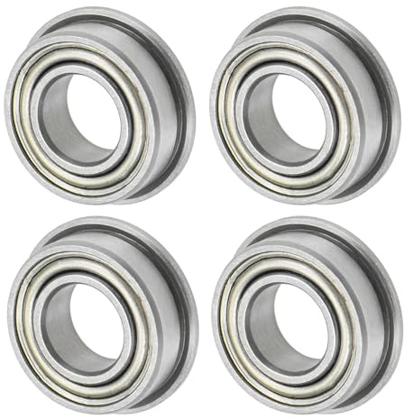 M METERXITY 4 Pcs MF126ZZ Cuscinetto A Sfere Con Flangia 6mm x 12mm x 4mm | Doppio Scudo Metallico Z1, Acciaio Cromato GCr15, Per Carriole/Stampanti/Fax, Cuscinetti Con Flangia