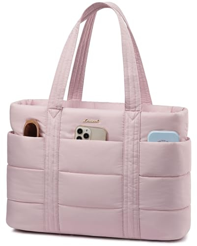 LOVEVOOK Shopper Tasche Damen, Leicht Puffer laptoptasche Arbeitstasche | Groß, 15,6 Zoll Laptopfach, Handtasche Tote Bag Schultasche Aktentasche Lehrertasche Bürotasche für Uni Business Schule reise