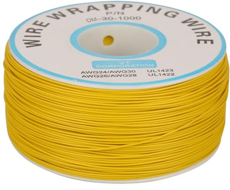 Watris Veiyi 0.25mm Kupferlitze, Gelb 30AWG 200m Litzenkabel, Leiterplattenanschlusskabel für Laptop, Motherboard, PCB Löten