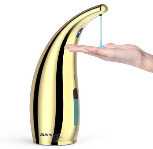 Summon The Elve Seifenspender Automatisch Kunststoff,300ml,4 Dosierstufen | Gold Berührungsloser Batteriebetriebener Elektrischer mit Sensor, No Touch Soap Dispenser für Bad,Küche,Flüssigse