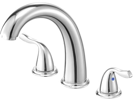 VEVOR Mitigeur de Baignoire à 3 Trous avec 2 Poignées, Robinet de Baignoire Romaine, Ensemble de Robinetterie de Bain à Montage sur Pont, Bec Haut, Col de Cygne, pour Salle de Bains, Argenté