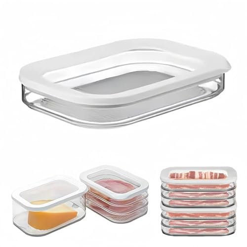 Generisch Käse und Wurstdosen Set, Gstapelbar Aufschnittboxen für Kühlschrank, Vorratsdosen Set mit Deckel, Vorratsbehälter Wurstwaren 3 lagig, Frischhaltedose, Luftdicht und spülmaschinenfest (C)