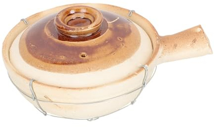 Angoily Cocotte Ménagère à Poignée Unique 0,8l En Argile Résistante à La Chaleur Blanche, Marmite à Ragoût Solide Pour Cuisson Maison, Cuisson Riz Braisé Et Soupes, Ustensile Cuisine Poterie Pratique
