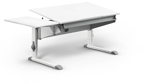 Moll Sprinter Kinderschreibtisch höhenverstellbar | mitwachsend, ergonomisch & neigbar für aufrechtes Sitzen | ideal für Schulkinder | Schreibtisch weiß optional mit Schublade | Made in Germany
