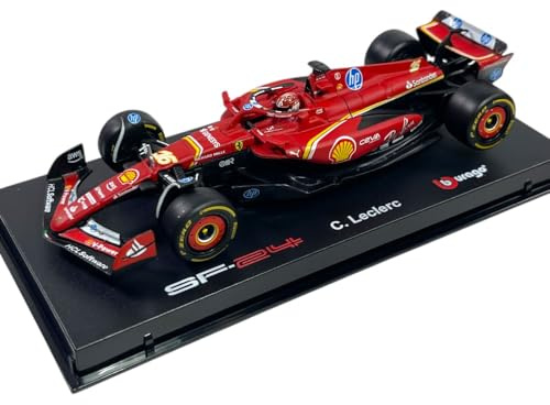 Burago Ferrari SF-24 Charles Leclerc #16 Gewinner MONACO GP 2024 - Realistisches Modellauto im Maßstab 1:43 - Farbe Rot Offizielle Lizenz Ferrari