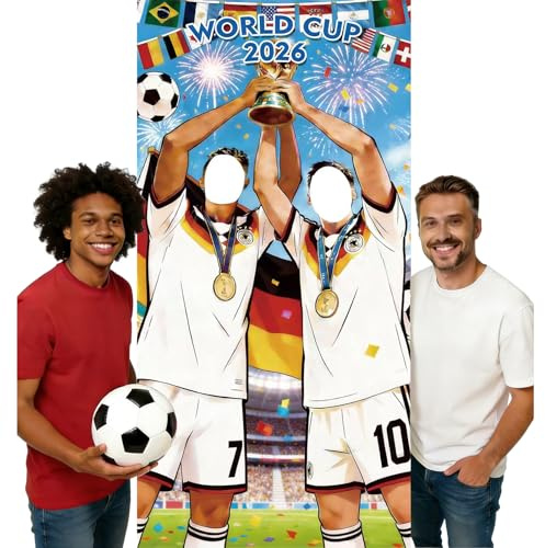 POPOYU Bannière de porte photo de la Coupe du monde 2026 - Décoration de porte - Motif de la coupe du monde de football 2026 - 180 x 90 cm
