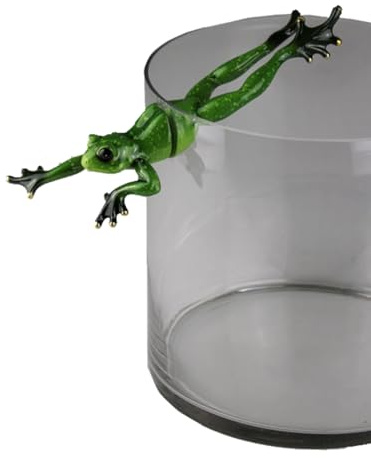 itsisa Frosch mit Magnet - wirkt wie aus Glas schwimmend - 4 x 11 cm - Deko für Wasserglas, Tischdeko, Schwimmschale, Gartendeko, Schwimmtiere