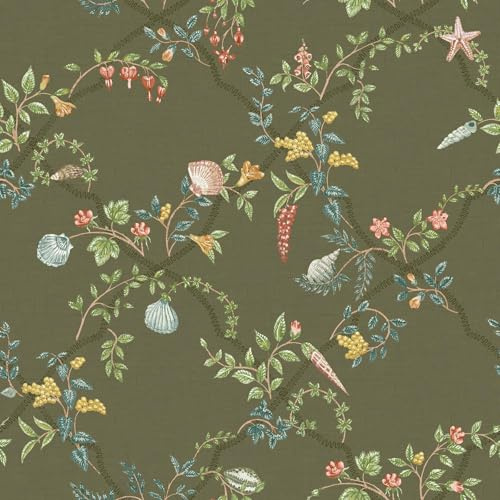Holden Odyssey Shell Trellis Coastal Ocean Themed Wallpaper for Bedrooms Kids Wallcovering Feature Walls Green (14330)