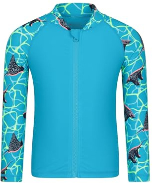 Mountain Warehouse Kids Printed Full Zip Rash Vest | Lightweight Swim Top with Sun Protection UPF 50+, Childrens Rash Guard with Active Days, For Beach, Pool, Surfing & Summer
