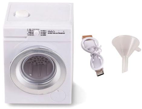 Milageto Mini Lave-Linge Miniature Machine à Laver Électroménager de Maison de Poupée Appareil de Lessive avec Tambour Rotatif et Sons Réalistes pour Cycle, White