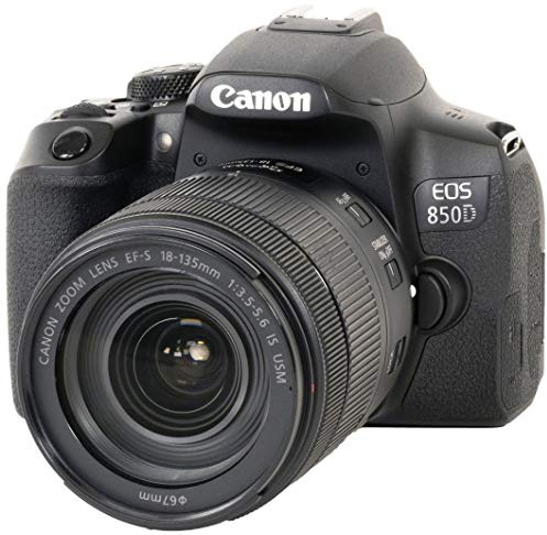 Canon EOS 850D DSLR Digitalkamera Gehäuse - mit Objektiv EF-S 18-135mm F3.5-5.6 is USM (24,1 MP, 7,5 cm (3 Zoll) Display, APS-C Sensor, 45 AF-Kreuzsensoren, 4K, DIGIC 8, WLAN, Bluetooth) schwarz