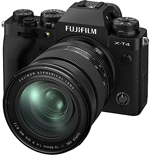 FUJIFILM X-T4 Appareil Photo Numérique (26,1 Megapixel, X-Trans CMOS 4 Sensor, 7,6 Cm Touch-LCD) + XF16-80mmF4 R OIS WR Objectif Kit, Noir