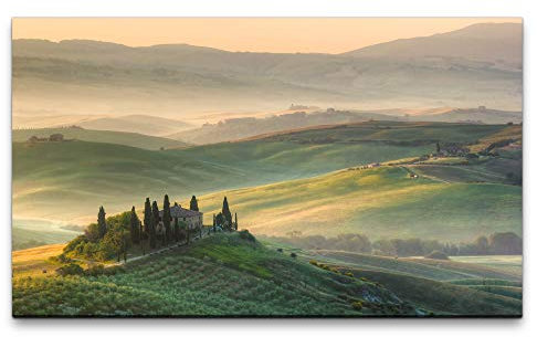 Paul Sinus Art Bilder XXL Toskana im Nebel 120x70cm Wandbild auf Leinwand