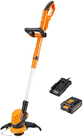 LawnMaster MX 24V 25cm Cordless Grass Trimmer and Edger - 3-in-1 Battery Powered Garden Strimmer, Detachable Wheel Kit, MX 24V Lithium Ion 2.0Ah Battery and Charger, 2 Year Guarantee