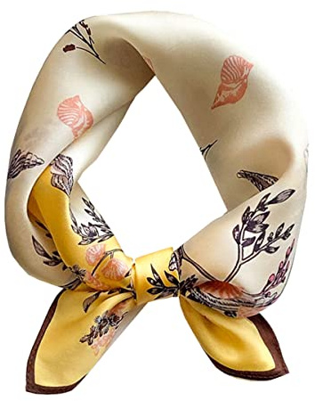Ecroon Silkesjal dam sidensatin bandanas hår pannband fyrkantig näsduk scarf/stole/halsduk, C, One Size