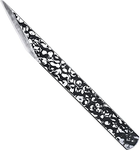 KAKURI Kiridashi Knife Left Hand 18mm, Left Handed Utility Knife for Marking, Scribing, Carving, Whittling, Woodworking, Hand Forged Japanese Carbon Steel Blade with Hammered Pattern, Made in Japan