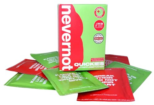 nevernot Intimate Wipes, 10 Stück: Intimpflegetücher mit Kamillenextrakt und Milchsäure, Dermatologisch getestet, Vegan, Optimaler pH-Wert für den Intimbereich, Ideal für unterwegs, 2er Pack