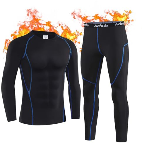 Acfoda Camiseta Termica Hombre Ropa Interior Térmica Ropa Interior Funcional Conjuntos Térmicos con elástica para Running Esquí Montaña Ciclismo Fitness Negro M