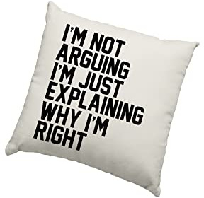HotScamp Teenage Bedroom Cushion Cover - I'm Not Arguing I'm Just Explaining Why I'm Right Scatter Cushion Home Accessory Pillow Bedroom Funny Moody Teen Grumpy Old - Natural Canvas 40x40cm