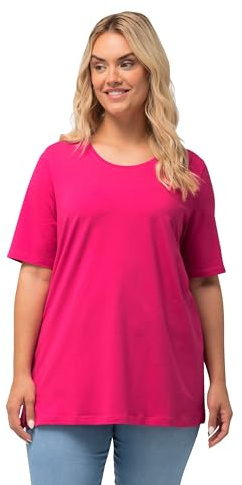 Ulla Popken T-shirt, A-linie, Rundhalsausschnitt, Halbarm camisetas,Mujer,Fucsia Rosa,52