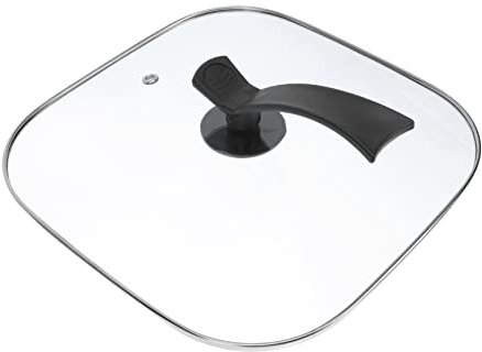 DOITOOL Transparenter Quadratischer Glasdeckel Für Elektrische Woks Mit Hitzebeständigem Griff Universeller Topfdeckel Praktisches Küchenzubehör Zur Frischhaltung Und Spritzschutz
