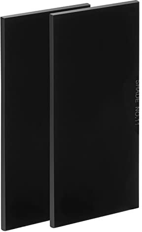 sourcing map Welding Lens Shade 11 Glass 2 EACH 2 x 4.25 Replacement Welding Lens Hardened Glass Black Darkening Filter Plates for Welding Helmet, Black