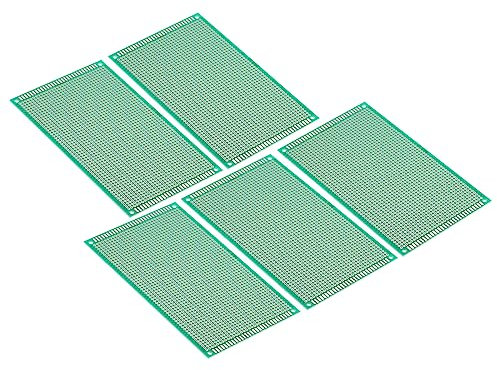 PATIKIL 5.9 x 3.5 PCB Board Circuit, 5 Pcs Prototype Perfboard Solder Boards for DIY Soldering and Electronic Project Circuit Boards Solderable Breadboard, Green