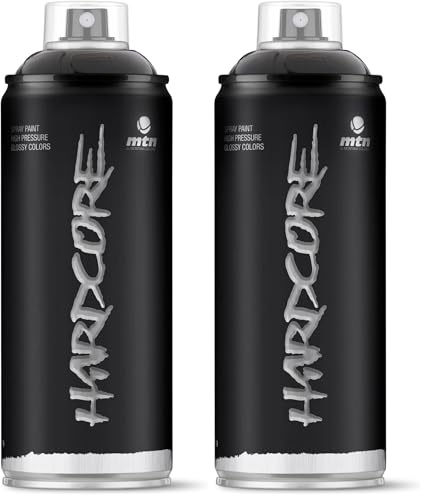 Pulverizador, Pintura en spray MTN HC2 R-9011 Negro Brillante 400ml (Paquete de 2)
